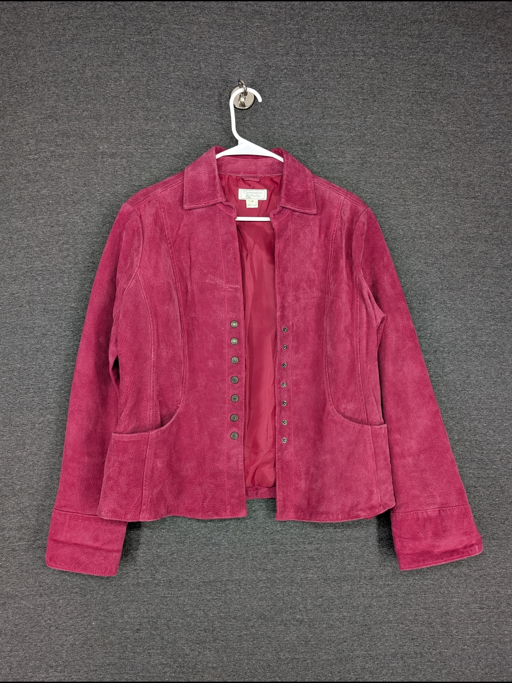 Christopher & Banks Pink Leather Snap-Front Jacket